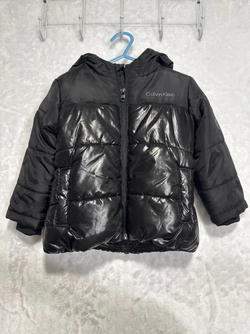 Calvin Klein Baby Boy Puffer Jacket Hoodie 18 Months Glossy Black